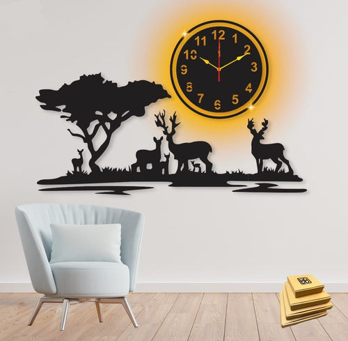 3d wall clock with light Wooden Wall Clock