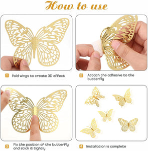 3D Wall Stickers Hollow Butterfly for Kids Rooms Home Wall Decor DIY Fridge stickers Room Decoration