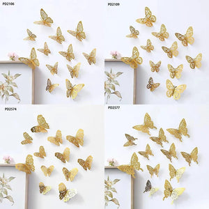 3D Wall Stickers Hollow Butterfly for Kids Rooms Home Wall Decor DIY Fridge stickers Room Decoration