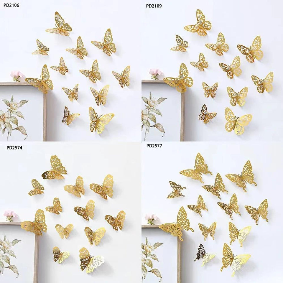 3D Wall Stickers Hollow Butterfly for Kids Rooms Home Wall Decor DIY Fridge stickers Room Decoration